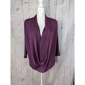 NEW Alice + Oliva Draped Front 3/4 Sleeve Purple Shirt Blouse Women's Size S Sma